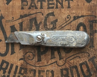Vintage Stanley Utility Knife Tool Antique Tools Old No. 199 Box Cutter, industrial decor, man cave object, old tool, vintage shed find