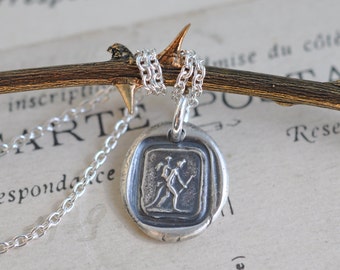 devil carrying Cupid wax seal necklace pendant ... the devil with it - antique wax seal jewelry