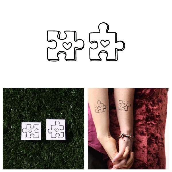 Puzzled Temporary Tattoo Set of 2