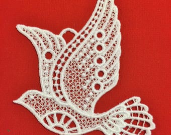 Delicate White Lace Dove Ornaments