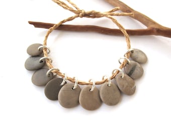 Rock Beads Small Mediterranean Natural Stone River Stone Jewelry Supplies Pairs KHAKI CHARMS 13-15 mm