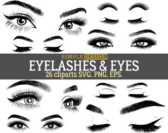 Eyelashes SVG, Lashes SVG, Eyes SVG, Eyebrow svg, Eyelashes clipart, Lashes clipart, Eyes clipart, Sleep eyes, Closed eyes, svg bundle.