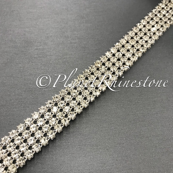 Silver Four Row Crystal Trim #T-5