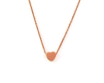 Heart Rosé gold mini pendant on fine chain with map