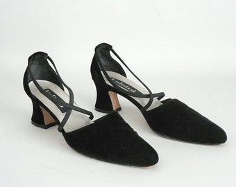 Womens Black Velvet Pumps Size 9