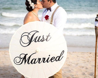 Just Married UK Wedding Umbrella Parasol Photo Prop