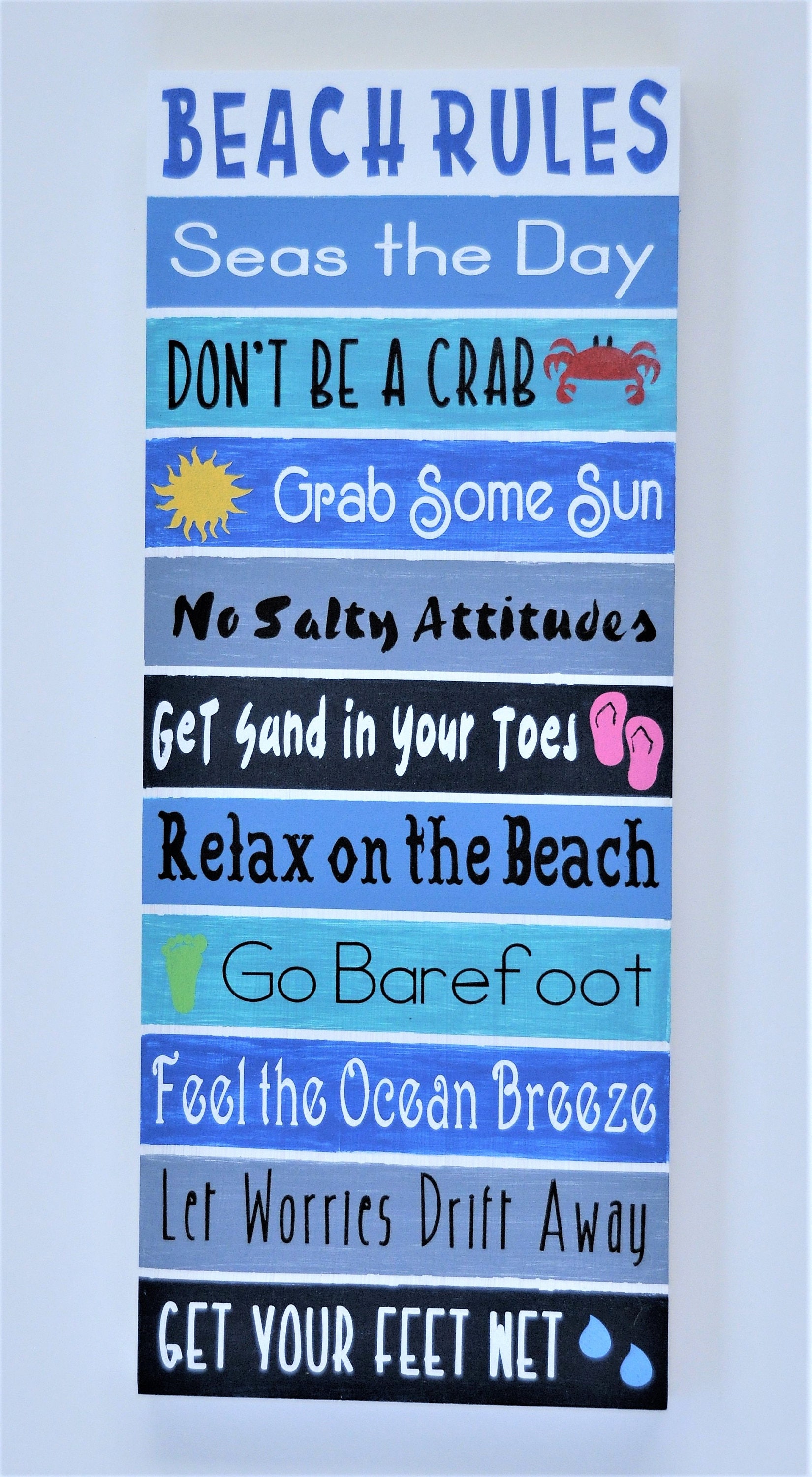 Warm Breezes Tropical Island Beach Rules Wood Painted Sign