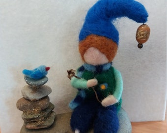 Miniature Zen felting 10 cm high.