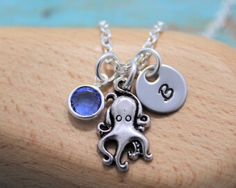 Octopus Necklace - Octopus Jewelry - Cute Octopus Jewelry - Silver Octopus - Personalized Octopus Gifts