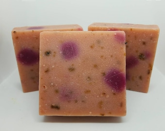 Crazy Love Soap, Homemade Soap, Rose Petal Soap, Lathering Soap, Floral Soap, Pink Soap, Musk Soap, Hemp Oil Soap, White Patchouli, Currant