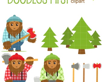 Big Foot Lumberjacks Clip Art for Scrapbooking Card Making Cupcake Toppers Paper Crafts SVG Cuts