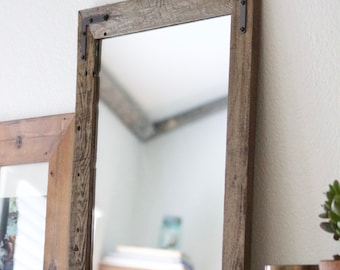 Wood Mirror, Rustic Wall Mirror, Wall Mirror, Small Wall Mirror, Vanity Mirror, Bathroom Mirror, Rustic Mirror, Reclaimed Wood Mirror, Home