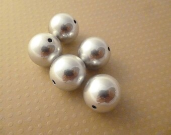 Set of 5 Silver acrylic beads 20mm - PA20 0542
