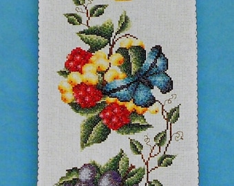 Cross Stitch Pattern | Pamela Kellogg FRUIT & BUTTERFLIES BELLPULL Bell Pull - Counted Cross Stitch Pattern Chart - fam