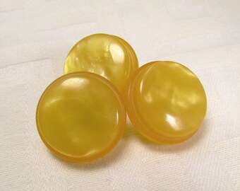 Golden Yellow Tiers: 7/8" (22mm) Buttons - Set of 3 Vintage New Old Stock Buttons