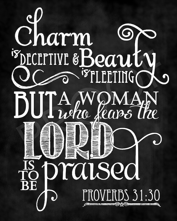 Proverbs 31 30 Scripture Wall Art Printable Kjv Etsy In 2021