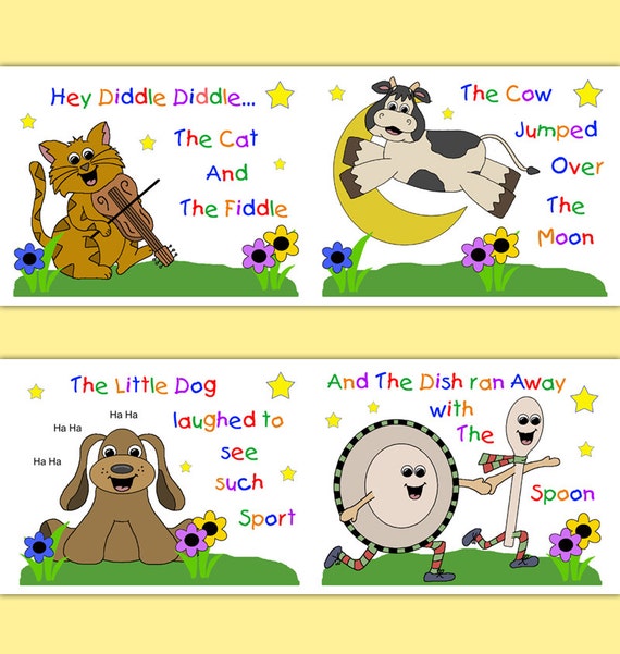 HEY DIDDLE DIDDLE Nursery Rhyme Wallpaper Border Decal Mother