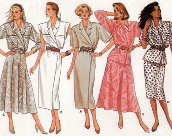 A Straight, Short/Sleeveless Wrap Column Dress, Top, Flared Skirt & Straight Skirt Pattern for Women: Uncut- Sizes 12-14-16 • Butterick 4823