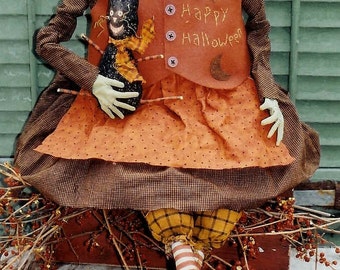 The Country Cupboard Ezmerelda the Witch Folk Art Primitive Craft Sewing Pattern Halloween Decor