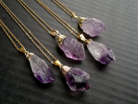 Amethyst Necklace Amethyst Pendant Gold Dipped Amethyst