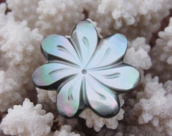 Adjustable Tahitian TIARE flower of Tahitian Pearl ring / / gift for her / / From Tahiti with love