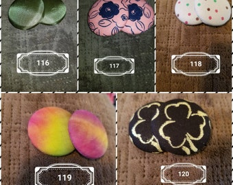 Fabric covered button earrings