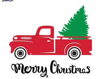 Truck With Christmas Tree SVG,Red truck Tree SVG,Christmas Tree svg Files,Truck With Tree eps, dxf, png,pdf,Merry christmas truck tree svg