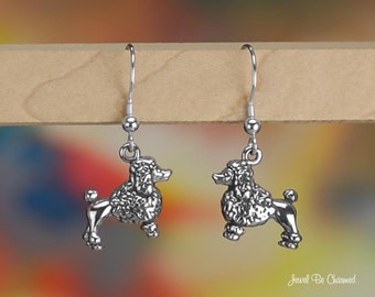 Poodle Earrings Sterling Silver Pierced Fishhook Earwires Solid .925