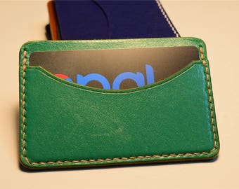 Green Kangaroo Leather Card Wallet, Slim Card Wallet, Leather Card Wallet, Personalised