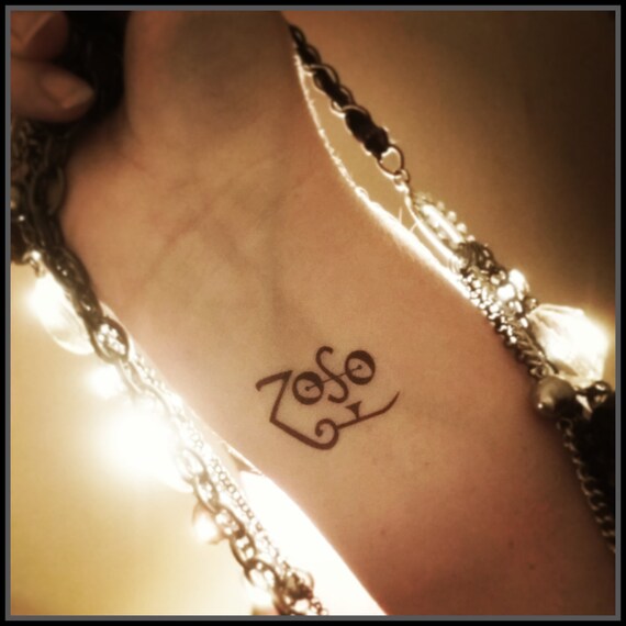 Zoso tattoo temporary tattoo Jimmy Page tattoo fake tattoo Led