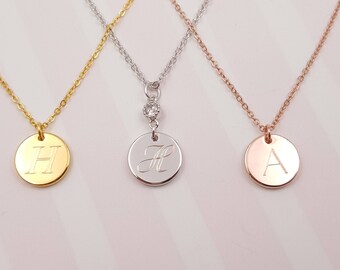 Round Circle Necklace initial pendant Necklace, Monogram Necklace, Personalized Initial Necklace,Initial Necklace, layering Necklace