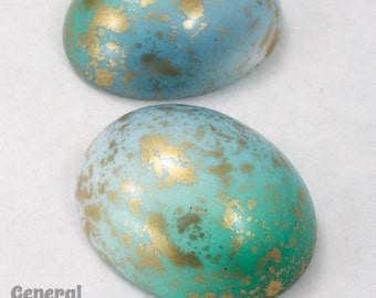 25mm x 30mm Aqua/Green/Gold Oval Cabochon #3454