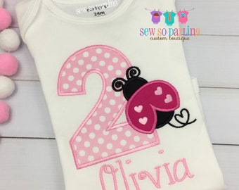 2nd Birthday Pink Ladybug Birthday Outfit - Baby Girl 1st Birthday Outfit - Lady bug Birthday Outfit - 2nd birthday girl outfit pink