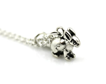 BUNNY RABBIT Initial NECKLACE in Sterling Silver - Personalized Rabbit *