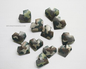 15 camo origami balloon hearts || military wedding | camouflage wedding | paper heart favors | gift for camouflage lovers -tradition