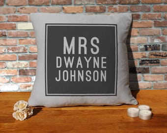 Dwayne Johnson Pillow Cushion - 16x16in - Grey