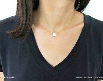 Cubic Zirconia Circle Gold Pendant - Riley Necklace • CZ Necklace • Modern Minimalism Necklace • Clothing Gift • Gift for Her • Sister Gift