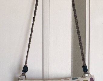 BI-material faux leather/multicolored Jacquard cotton bag/pouch