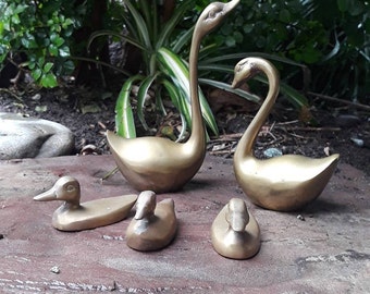 Beautiful Vintage Brass Swans and Ducks