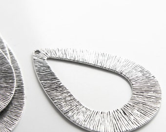 4pcs Oxidized Silver Tone Base Metal Pendants-Teardrop 59x40mm (16499Y-P-155)