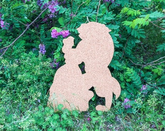 BEAUTY and the BEAST shaped cork board, Disney pin display board notice message photos medium large corkboard Belle birthday pinboard