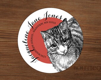 Personalized Return Address Labels with Color Options: Cat Script