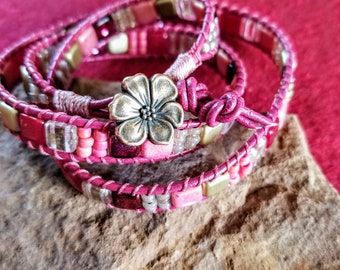 Magenta Triple Wrap Bracelet