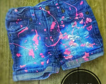 Pink Paint Splatter Shorties