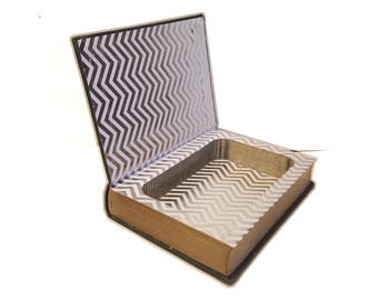 Hollow Book Safe QuickSilver Quick Silver Cloth Bound vintage Secret Compartment Security hiding place