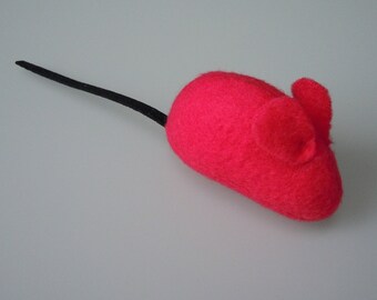 Catnip Mouse Cat Toy Red Fleece