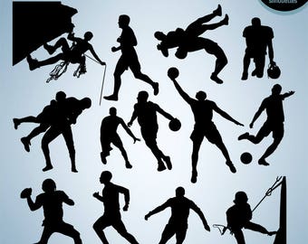 Sports silhouettes svg, Digital SVG PNG JPG American Football, Basketball, Runner, Wrestling, Climber, silhouette, instant download