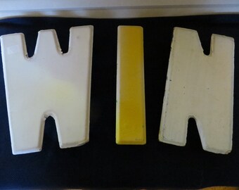 WIN, Wonderful Antique Tin Sign Letters
