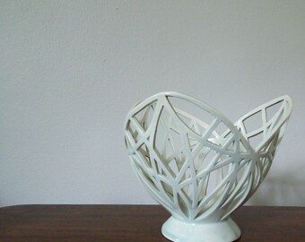 Celadon porcelain trellis fruit bowl