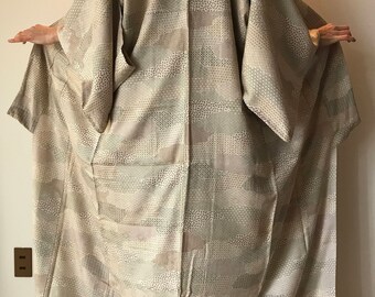 Silk Kimono Robe - Japanese Kimono - Vintage Kimono - Silk Robe - Kimono Robe - Size L Kimono - Kimono Long - Kimono Dress - "Origami Design